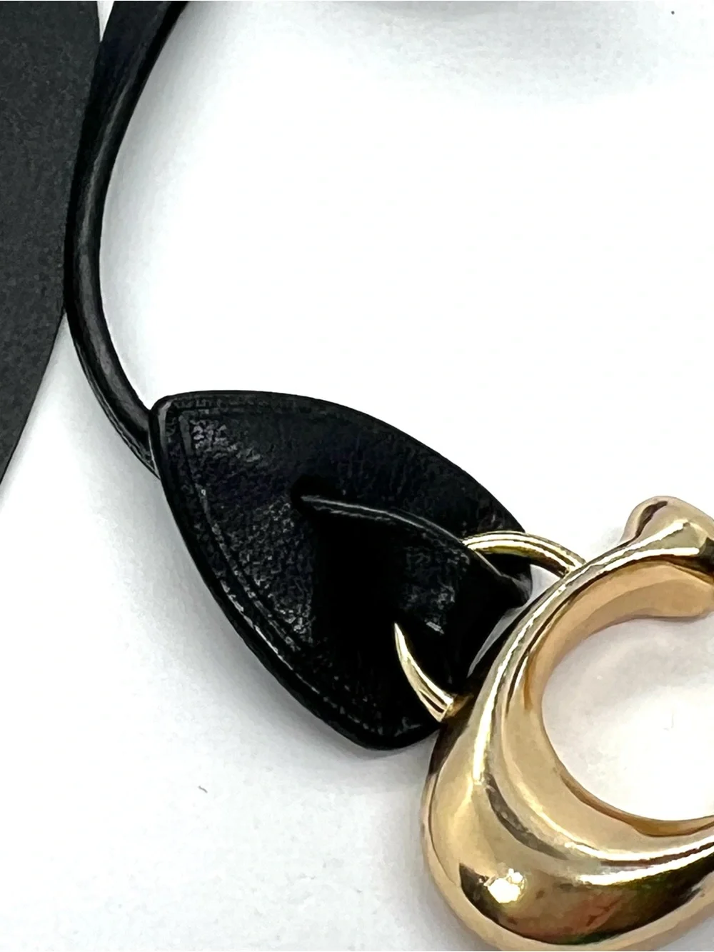 Coach Black Leather Loop Signature C Bag Charm Keychain Gold Tone Hangtag EUC